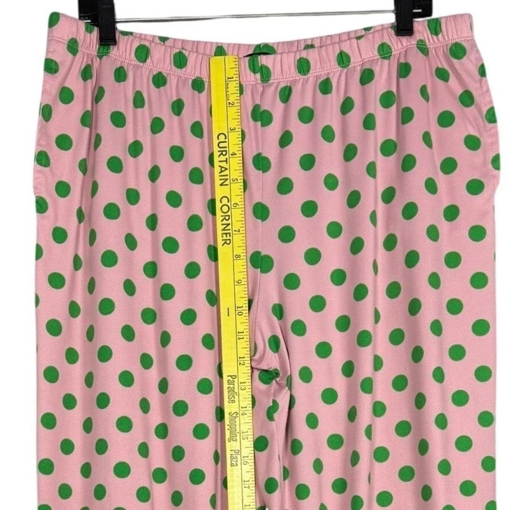 KATE SPADE New York Jersey Pajama Pants, Pink with Green Polka Dots, Size XL